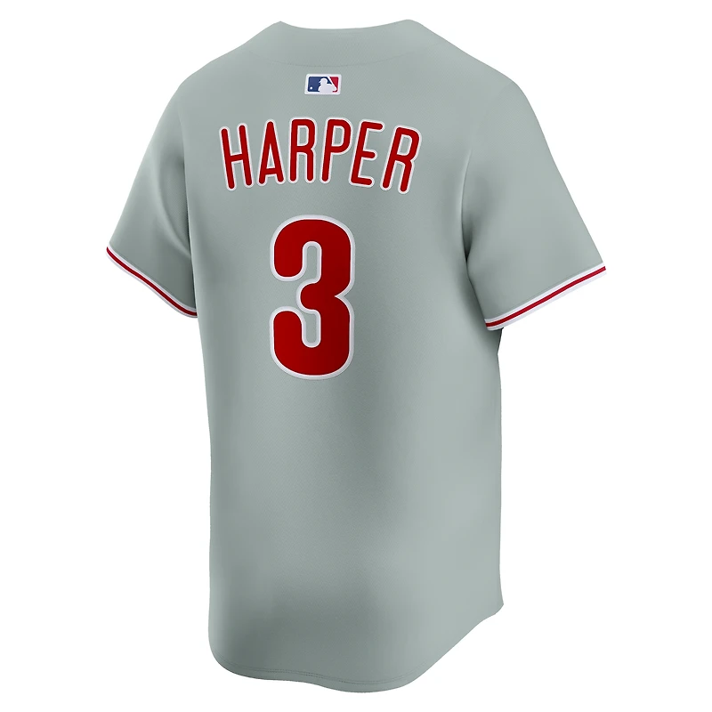 Maillot Nike Bryce Harper gris pour homme, édition limitée, des Philadelphia Phillies