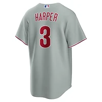 Men's Nike Bryce Harper Gray Philadelphia Phillies Road Replica Jersey