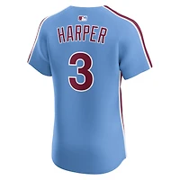 Maillot Nike Bryce Harper bleu clair pour homme des Philadelphia Phillies Alternate Elite