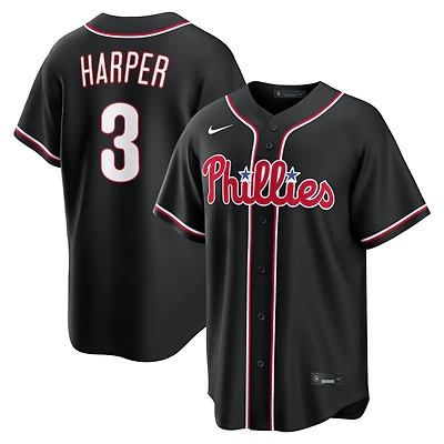 Men's Nike Bryce Harper Philadelphia Phillies Fashion Replica Black Out Jersey