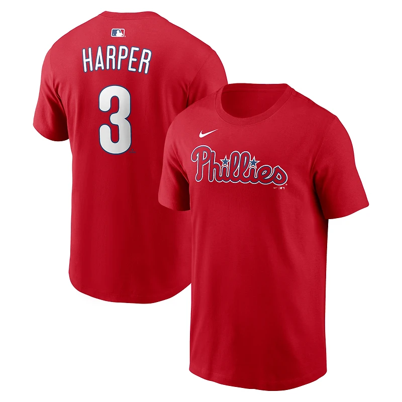 T-shirt Nike Bryce Harper rouge des Phillies de Philadelphie pour homme, avec nom et numéro