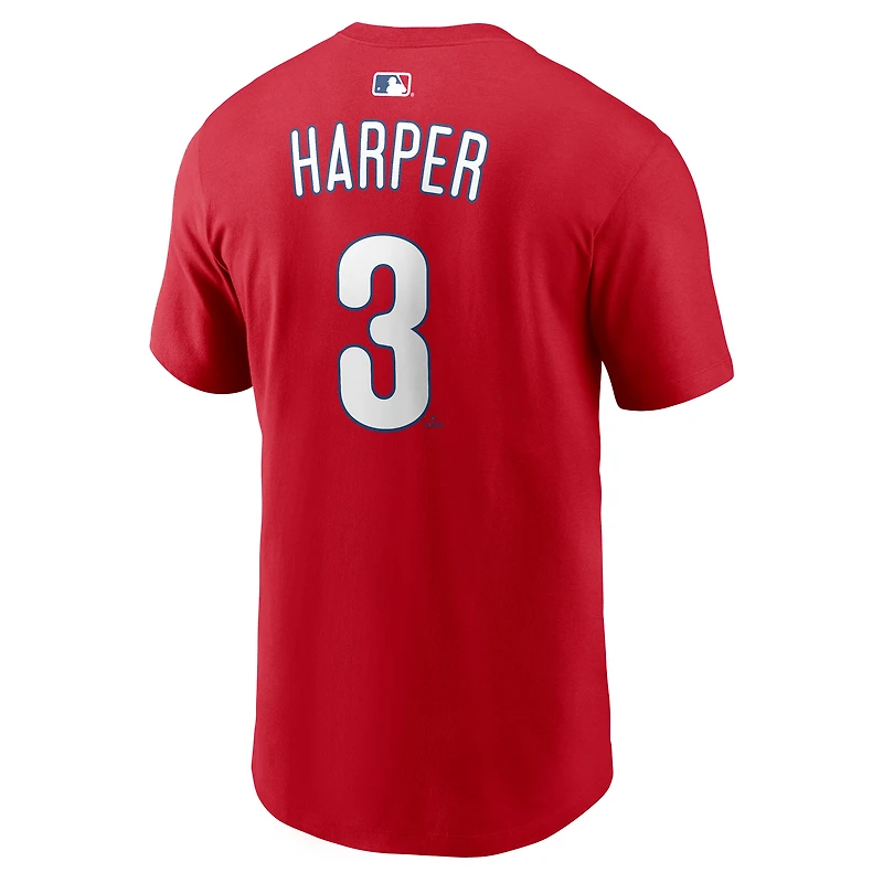 T-shirt Nike Bryce Harper rouge des Phillies de Philadelphie pour homme, avec nom et numéro