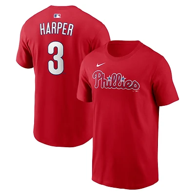 Men's Nike Bryce Harper Red Philadelphia Phillies  Name & Number T-Shirt