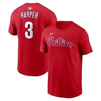 Men's Nike Bryce Harper Red Philadelphia Phillies  Name & Number T-Shirt
