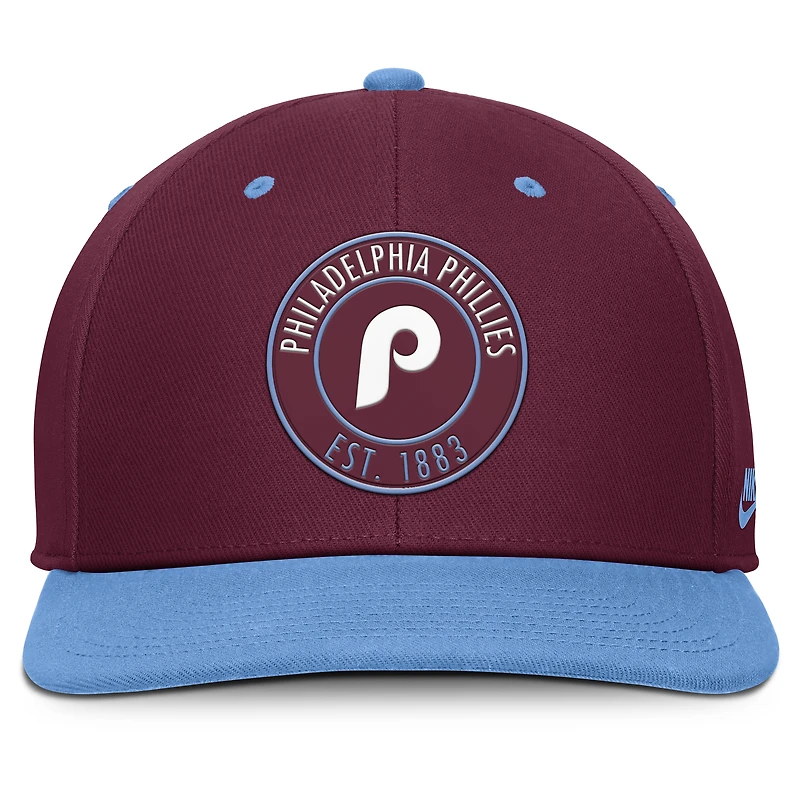 Men's Nike Burgundy/Light Blue Philadelphia Phillies Cooperstown Collection Pro Dri-FIT Snapback Hat