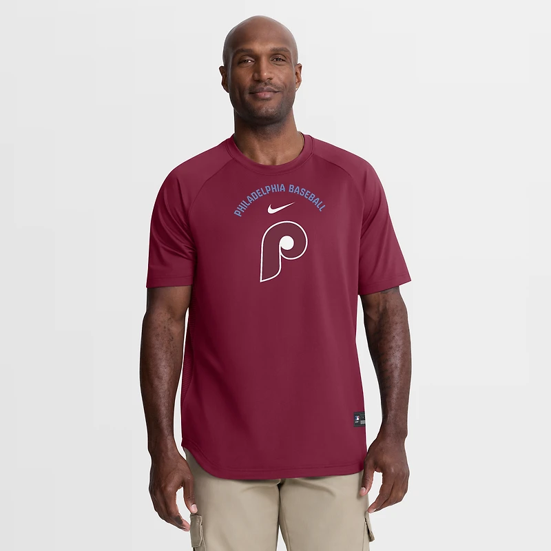 Men's Nike Philadelphia Phillies Authentic Collection Batting Practice Pre-Game Raglan Dri-FIT Top