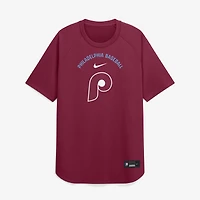 Haut raglan Nike Dri-FIT bordeaux Philadelphia Phillies Authentic Collection pour homme