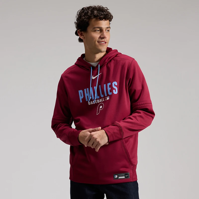 Sweat à capuche Nike Therma-FIT Authentic Collection rouge Philadelphia Phillies pour homme