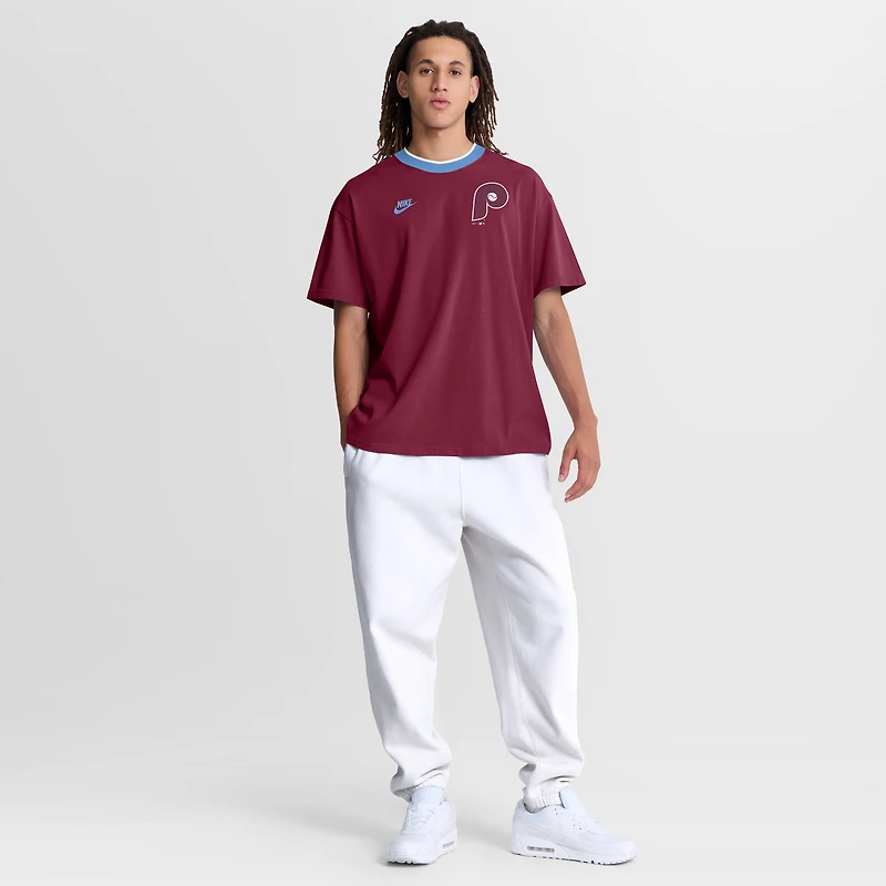 Men's Nike Burgundy Philadelphia Phillies Cooperstown Collection Ringer T-Shirt