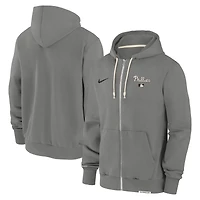 Sweat à capuche entièrement zippé Nike Charcoal Philadelphia Phillies Authentic Collection Travel Performance pour homme