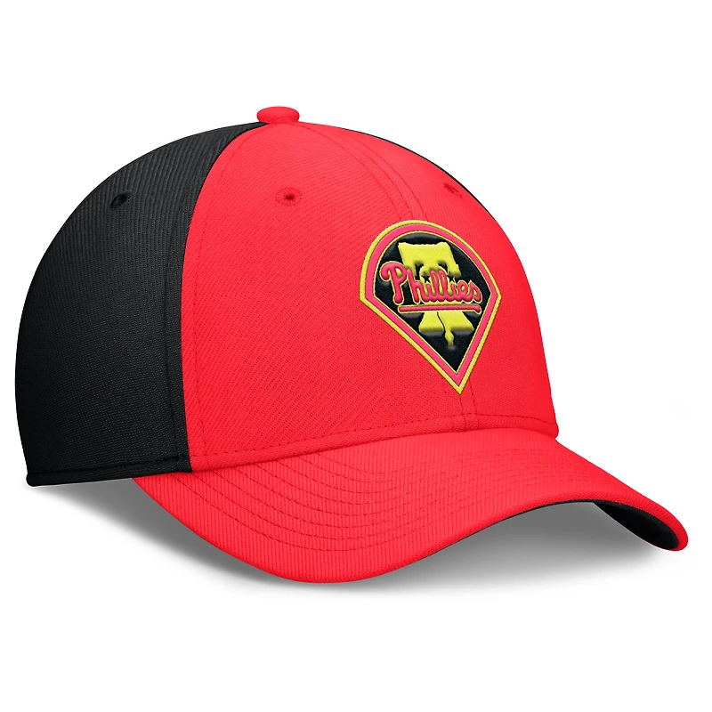 Men's Nike Crimson/Black Philadelphia Phillies Neon 90s Rise SwooshFlex Hat