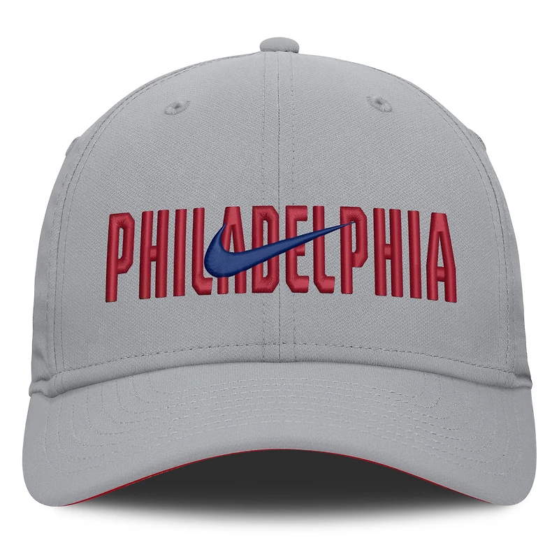 Casquette Nike grise Philadelphia Phillies Primetime Rise Dri-FIT Flex pour homme
