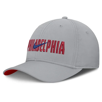 Casquette Nike grise Philadelphia Phillies Primetime Rise Dri-FIT Flex pour homme