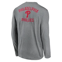 Men's Nike Heather Charcoal Philadelphia Phillies 2-Hit Legend Dri-FIT Long Sleeve T-Shirt