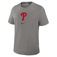 T-shirt Nike pour homme, couleur gris anthracite chiné, collection authentique Philadelphia Phillies Early Work, mélange de trois matières Dri-FIT