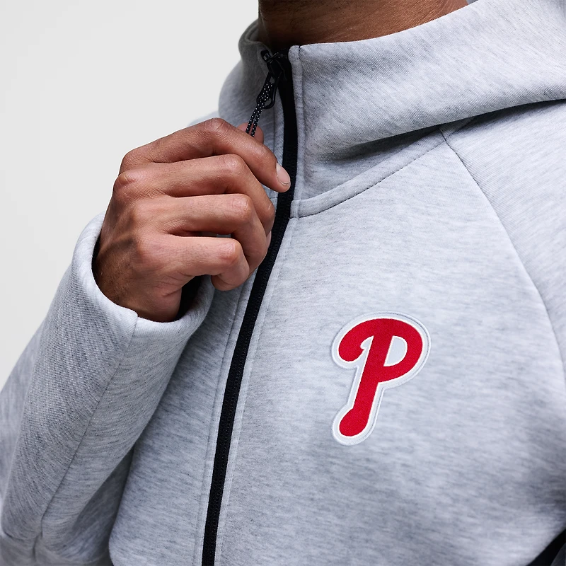 Veste à capuche zippée Nike Tech Fleece Windrunner pour homme, coloris charbon chiné, des Philadelphia Phillies