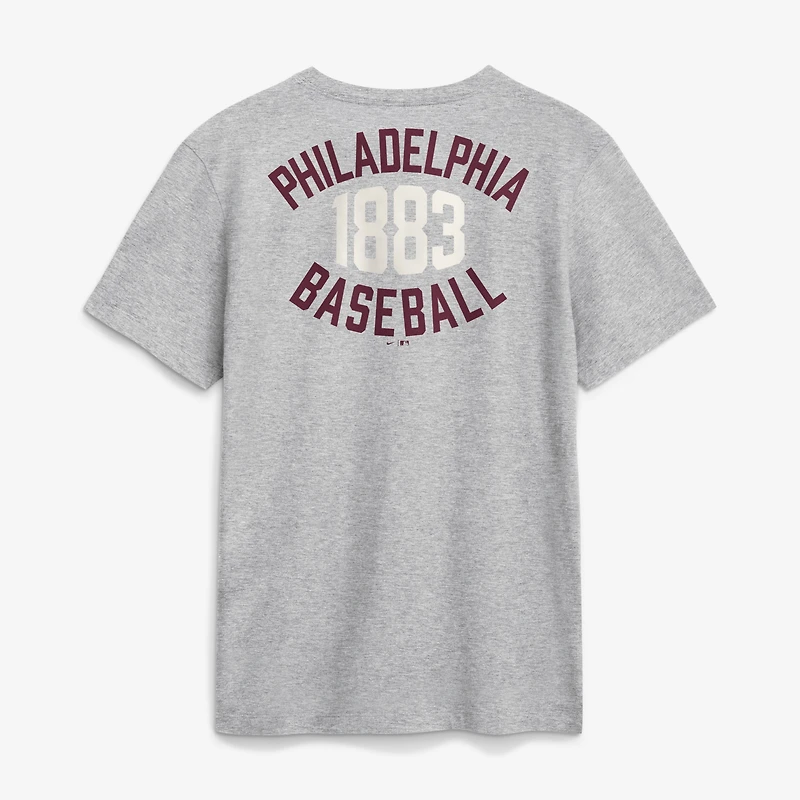 T-shirt Nike Heather Gray Philadelphia Phillies Cooperstown 2-Hit pour homme