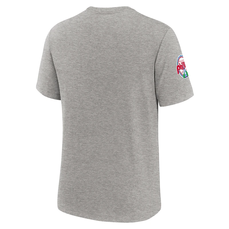 Men's Nike Heather Gray Philadelphia Phillies Cooperstown Collection Eras Tri-Blend T-Shirt