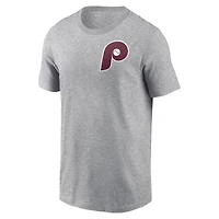 Men's Nike Heather Gray Philadelphia Phillies Cooperstown Collection Large Logo 2-Hit T-Shirt
