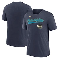 T-shirt Nike City Connect Performance Tri-Blend bleu marine chiné pour homme des Philadelphia Phillies