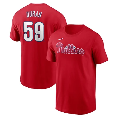 T-shirt Nike Jhoan Duran rouge pour homme avec nom et numéro Fuse des Philadelphia Phillies
