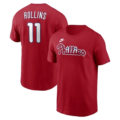Men's Nike Jimmy Rollins Red Philadelphia Phillies Cooperstown Collection Name & Number T-Shirt