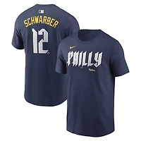 T-shirt Nike Kyle Schwarber bleu marine Philadelphia Phillies City Connect pour homme, avec nom et numéro