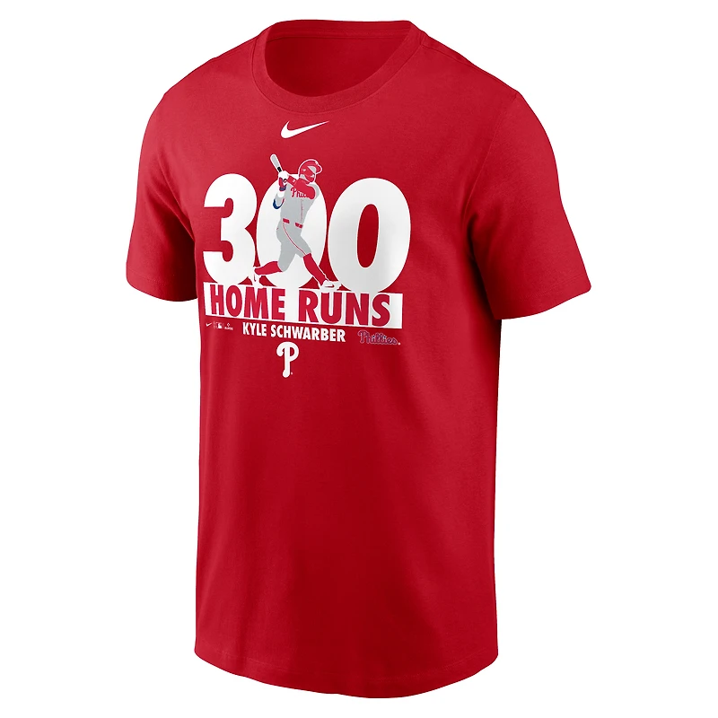 Men's Nike Kyle Schwarber Red Philadelphia Phillies 300 Home Runs Milestone T-Shirt