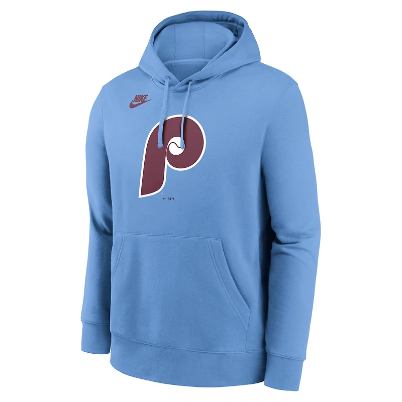 Sweat à capuche Nike bleu clair pour homme avec logo Club des Philadelphia Phillies de la collection Cooperstown