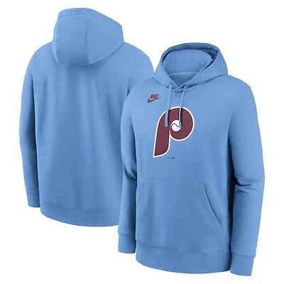 Sweat à capuche Nike bleu clair pour homme avec logo Club des Philadelphia Phillies de la collection Cooperstown