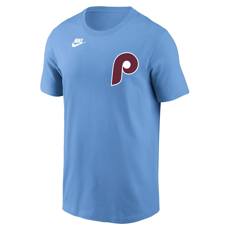 T-shirt Nike bleu clair pour homme, collection Philadelphia Phillies Cooperstown, logo