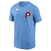 T-shirt Nike bleu clair pour homme, collection Philadelphia Phillies Cooperstown, logo