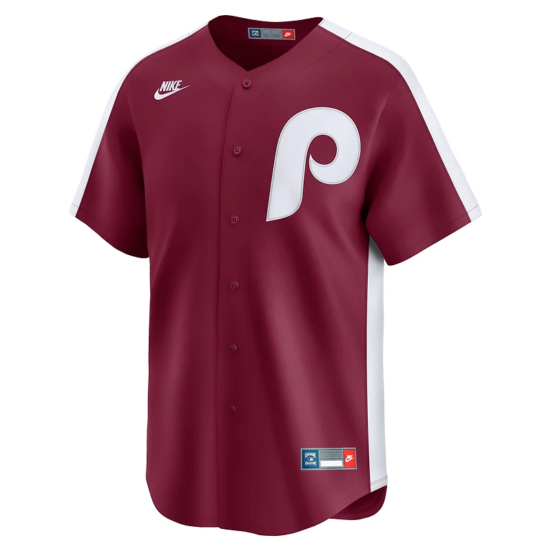 Maillot Nike marron pour homme des Philadelphia Phillies, collection limitée Cooperstown
