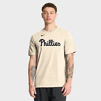 Men's Nike Natural Philadelphia Phillies Wordmark Tri-Blend T-Shirt