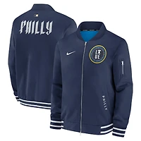 Veste aviateur Nike bleu marine Philadelphia Phillies Authentic Collection City Connect entièrement zippée pour homme