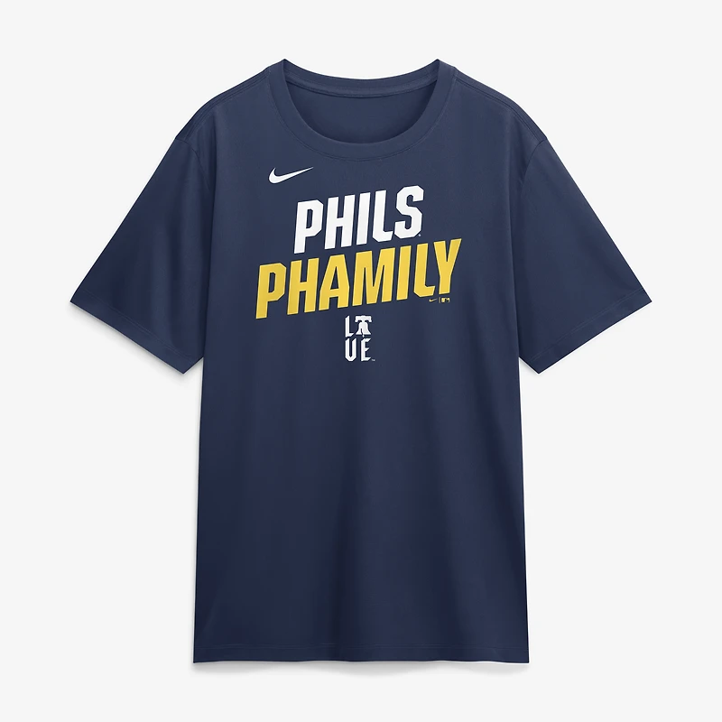 T-shirt Nike Dri-FIT bleu marine pour homme, Philadelphia Phillies City Connect Team Phrase Script