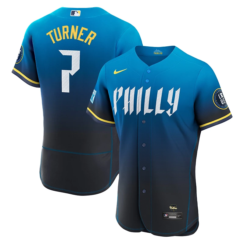 Men's Nike Navy Trea Turner Philadelphia Phillies City Connect Authentic Sponsor Patch Jersey