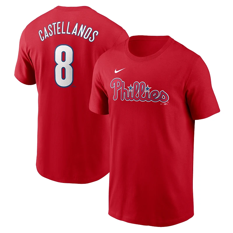 T-shirt Nike rouge avec nom et numéro de Nick Castellanos des Philadelphia Phillies Fuse pour homme