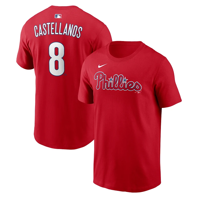 Men's Nike Nick Castellanos Red Philadelphia Phillies Name & Number T-Shirt