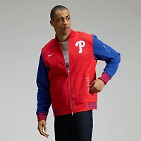 Men's Nike Red/Royal Philadelphia Phillies Authentic Collection Dugout Relaxed Full-Zip Bomber Jacket