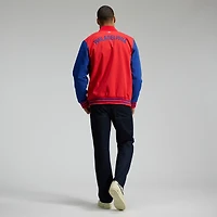 Veste aviateur Nike rouge/bleu royal pour homme, collection authentique des Philadelphia Phillies, coupe décontractée entièrement zippée.