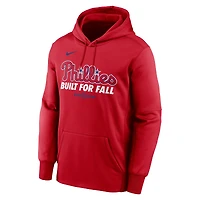 Sweat à capuche Nike rouge pour homme, collection authentique des Philadelphia Phillies 2025 MLB Postseason Therma Fleece