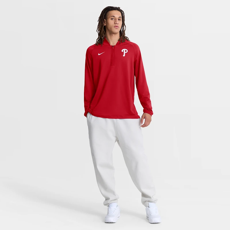 Men's Nike Red Philadelphia Phillies Authentic Collection Dri-FIT Raglan Half-Zip Pullover