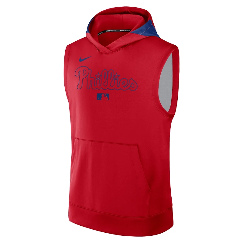 Sweat à capuche sans manches Nike Philadelphia Phillies Authentic Collection Performance pour homme, rouge
