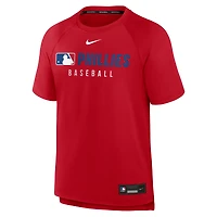 T-shirt Nike rouge authentique d'avant-match des Philadelphia Phillies pour homme