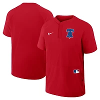 Coupe-vent Nike rouge à manches courtes et col raglan pour homme des Philadelphia Phillies Authentic Collection