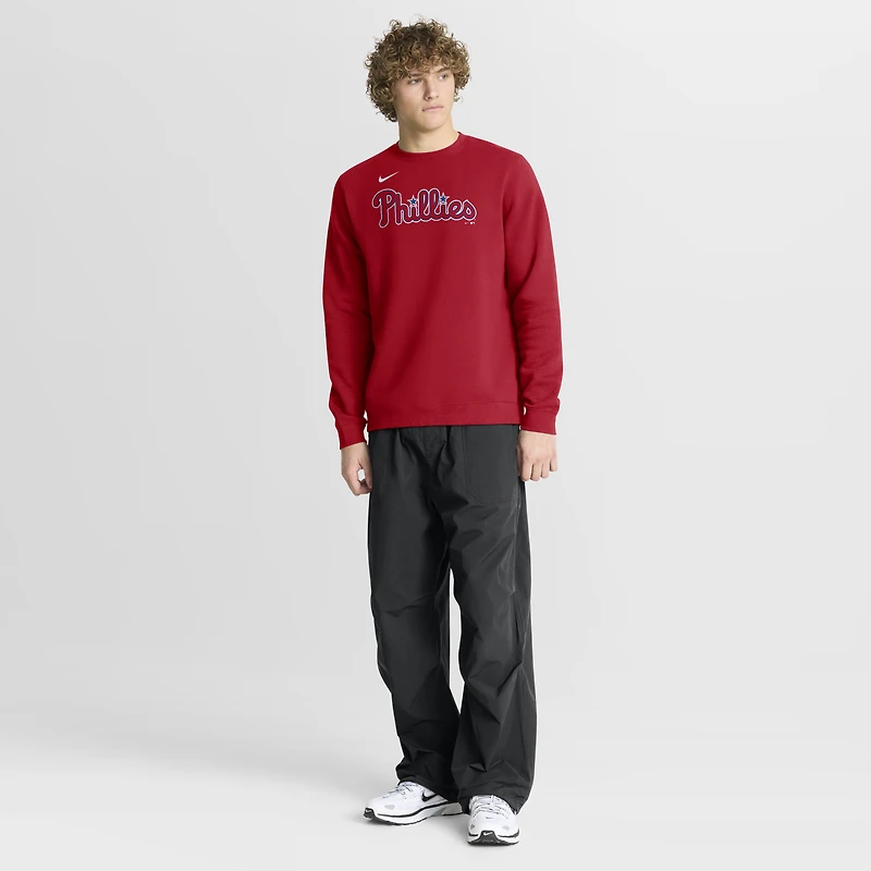 Men's Nike Red Philadelphia Phillies Primetime Wordmark Sweatshirt