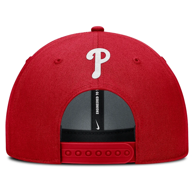 Casquette ajustable Nike Red Philadelphia Phillies Rise Gaberdine pour homme