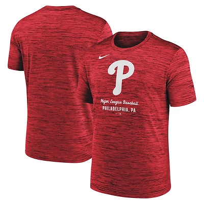 T-shirt Nike Velocity Performance rouge pour homme des Philadelphia Phillies