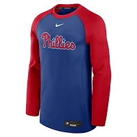 Men's Nike Royal/Red Philadelphia Phillies Authentic Collection Game Time Raglan Performance Long Sleeve T-Shirt
